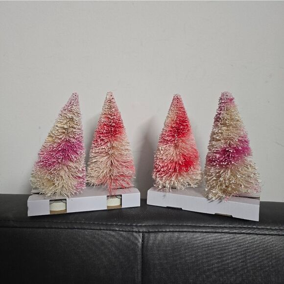 Red and Pink Holiday Decor Miniature Christmas Trees - Picture 7 of 11